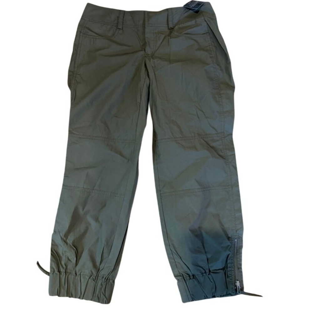NWT Daisy Fuentes Oak Moss Cargo Pants‎ Zip Hem Utility Crop Size 6